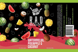 R.A.D REALLY AWESOME DRINKS! WATERMELON, PINEAPPLE, & COCONUT logo