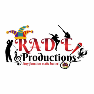 RADE PRODUCTIONS ANY FUNCTION MADE BETTER! HAPPY BIRTHDAY logo