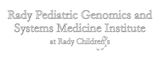 RADY PEDIATRIC GENOMICS AND SYSTEMS MEDICINE INSTITUTE AT RADY CHILDRENS logo