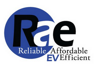 RAE RELIABLE AFFORDABLE EV EFFICIENT logo