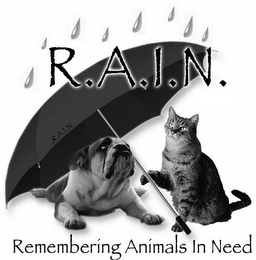 R.A.I.N. REMEMBERING ANIMALS IN NEED logo