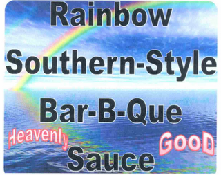 RAINBOW SOUTHERN-STYLE BAR-B-QUE HEAVELY GOOD SAUCE logo