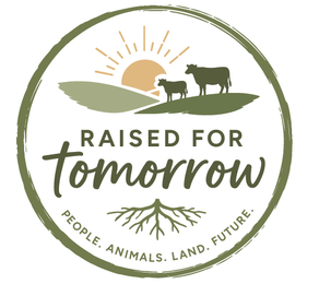 RAISED FOR TOMORROW PEOPLE. ANIMALS. LAND. FUTURE. logo