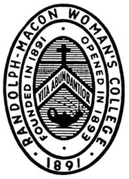 RANDOLPH-MACON WOMAN'S COLLEGE 1891 FOUNDED IN 1891 OPENED IN 1893 VITA ABUNDANTIOR logo