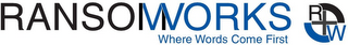 RANSOMWORKS WHERE WORDS COME FIRST RW logo