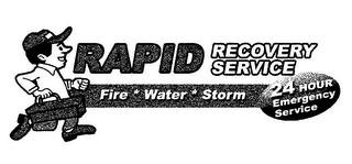 RAPID RECOVERY SERVICE FIRE * WATER * STORM 24 HOUR EMERGENCY SERVICE logo