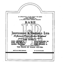 RARE J&B JUSTERINI & BROOKS LTD. ST. JAMES STREET, LONDON, ENGLAND logo