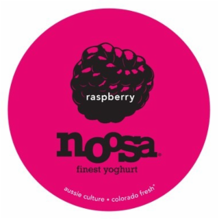RASPBERRY NOOSA FINEST YOGHURT ALL NATURAL INGREDIENTS. GLUTEN FREE. PROBIOTIC. FROM HAPPY COWS NEVER TREATED WITH RBGH* AUSSIE CULTURE* COLORADO FRESH logo