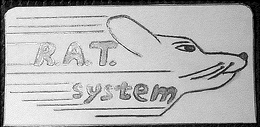 R.A.T. UNDERNEATH RAT READS SYSTEM IN LOWER CASE LETTERS, THREE SPCES FORWARD. TO THE RIGHT OF LETTERS IS A RAT HEAD WITH STREEMING LINES TRAILING FROM THE RATS EAR, AND NECK. ALSO STREEMING LINES TRAILING BEHIND THE LETTERS. 12 LINES TOTAL.REPRESENTS MOTION logo