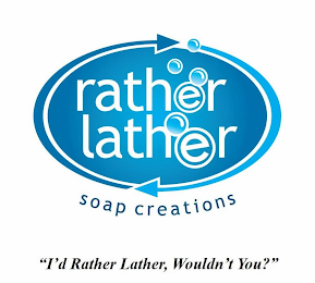 RATHER LATHER SOAP CREATIONS "I'D RATHER LATHER, WOULDN'T YOU?" logo