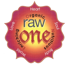 RAW ONE ENRICHING ORGANIC NUTRITIOUS WORLD LOVE HEART SOUL BODY logo