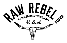 RAW REBEL CO RAWREBELCLOTHING.COM U.S.A logo