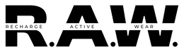 R.A.W.  RECHARGE ACTIVE WEAR logo