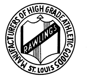 RAWLINGS MANUFACTURERS OF HIGH GRADE ATHLETIC GOODS ST. LOUIS logo