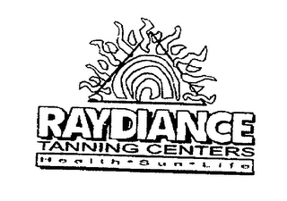 RAYDIANCE TANNING CENTERS HEALTH SUN LIFE logo