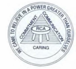 RCA CARING COMMITMENT COMMUNICATION WE CAME TO BELIEVE IN A POWER GREATER THAN OURSELVES logo