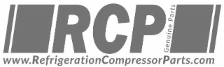 RCP WWW.REFRIGERATIONCOMPRESSORPARTS.COM GENUINE PARTS logo