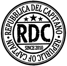 RDC SINCE 2010 REPUBBLICA DEL CAPITANO REPUBLIC OF CAPTAIN logo