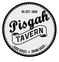 RE-EST. 2010 PISGAH TAVERN RIDE BIKES. DRINK BEER. logo