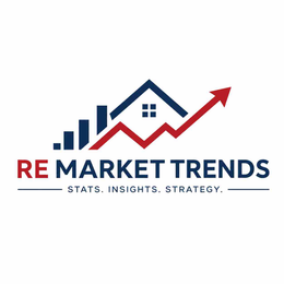 "RE MARKET TRENDS" AND THE TAGLINE: "STATS. INSIGHTS. STRATEGY." AND THERE ARE LINES TO THE LEFT AND RIGHT OF THE TAGLINE (MAYBE CONSIDERED A GRAPHIC ELEMENT). logo