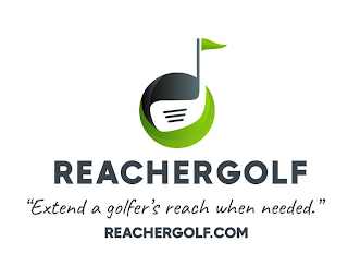REACHERGOLF "EXTEND A GOLFER'S REACH WHEN NEEDED." REACHERGOLF.COM logo