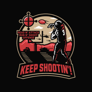 READ N' ATTACK RUN N' SHOOT OFFENSE KEEP SHOOTIN'! 3 3 logo