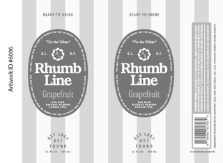 READY-TO-DRINK YOU CAN'T RUN FROM THE WIND OR CHANGE THE TIDE SO ADJUST YOUR SAILS AND ENJOY THE RIDE. "FOR THE WATER" G.L. R L G.F. RHUMB LINE GRAPEFRUIT RUM WITH NATURAL FLAVORS 5.9%ALC./VOL. GET LOST GET FOUND 12 FL.OZ 355 ML logo