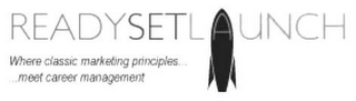 READYSETLAUNCH WHERE CLASSIC MARKETING PRINCIPLES... ...MEET CAREER MANAGEMENT logo