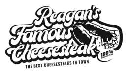 REAGAN'S FAMOUS CHEESESTEAK THE BEST CHEESESTEAKS IN TOWN 100% RIBEYE STEAK logo