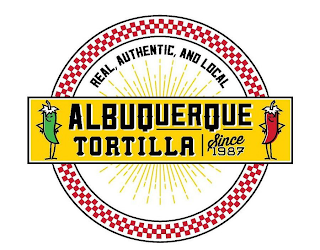 REAL, AUTHENTIC, AND LOCAL ALBUQUERQUE TORTILLA SINCE 1987 logo