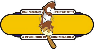 REAL CHOCOLATE REAL PEANUT BUTTER A REVOLUTION IN FROZEN BANANAS! logo