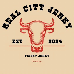 REAL CITY JERKY EST 2024 FINEST JERKY FRESNO CA. logo