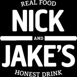 REAL FOOD NICK AND JAKE'S HONEST DRINK logo