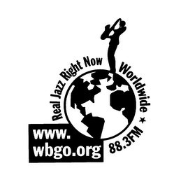 REAL JAZZ RIGHT NOW WORLDWIDE 88.3FM WWW.WBGO.ORG logo