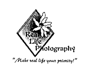 REAL LIFE PHOTOGRAPHY "MAKE REAL LIFE YOUR PRIORITY!" logo