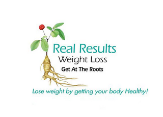 REAL RESULTS WEIGHT LOSS GET AT THE ROOTS LOSE WEIGHT BY GETTING YOUR BODY HEALTHY! logo