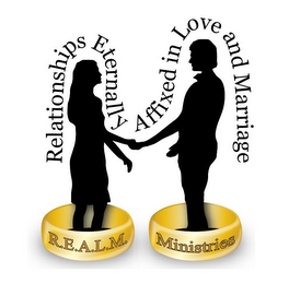 R.E.A.L.M. MINISTRIES RELATIONSHIPS ETERNALLY AFFIXED IN LOVE AND MARRIAGE logo