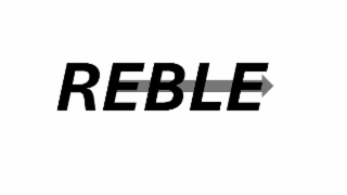 REBLE IN ITALIC AND AN ARROW THAT POINTS FROM LEFT LETTER E TO RIGHT LETTER E logo
