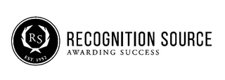 RECOGNITION SOURCE AWARDING SUCCESS RS EST. 1952 logo