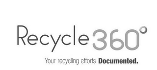 RECYCLE 360° YOUR RECYCLING EFFORTS DOCUMENTED. logo