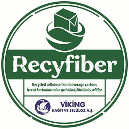 RECYFIBER VIKING KAGIT VE SELÜLOZ A. S. RECYCLED CELLULOSE FROM BEVERAGE CARTONS IÇECEK KARTONLARINDAN GERI DÖNÜSTÜRÜLMÜS SELÜLOZ logo