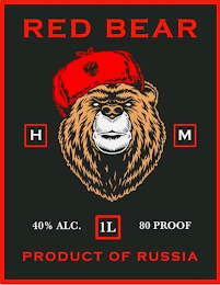 RED BEAR H M 40% ALC. 1L 80 PROOF PRODUCT OF RUSSIA logo