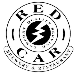 RED CAR BREWERY & RESTAURANT COMFORT QUALITY SERVICE logo