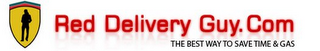 RED DELIVERY GUY.COM THE BEST WAY TO SAVE TIME & GAS logo