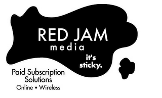 RED JAM MEDIA IT'S STICKY. PAID SUBSCRIPTION SOLUTIONS ONLINE · WIRELESS logo