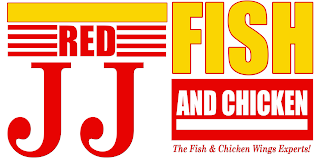 RED JJ FISH AND CHICKEN THE FISH & CHICKEN WINGS EXPERTS! logo