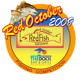 RED OCTOBER REDFISH TOURNAMENT RED OCTOBER 2009 FISHING COMPETITION THE DOCK BAR & GRILL ON GULFPORT LAKE logo