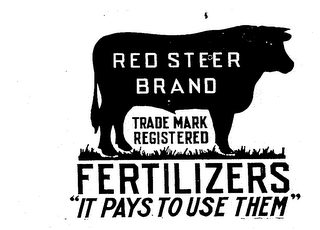 RED STEER BRAND FERTILIZERS "IT PAYS TO USE THEM" logo