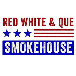 RED WHITE & QUE SMOKEHOUSE logo