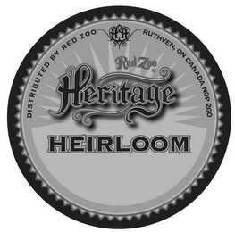RED ZOO HERITAGE HEIRLOOM DISTRIBUTED BY RED ZONE HH RUTHVEN ON CANADA NOP 2GO